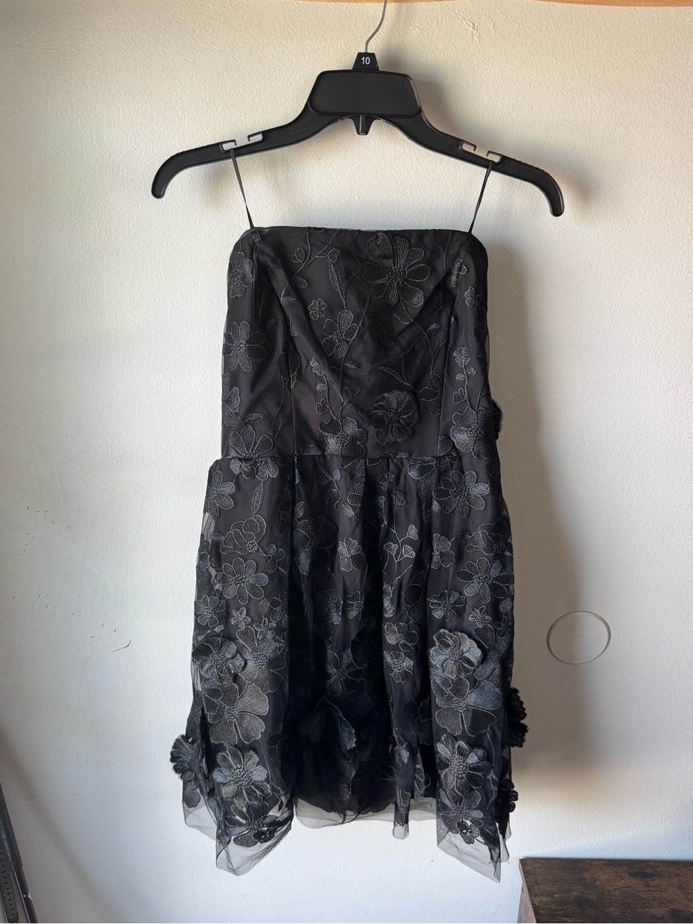 Sam Edelman Floral Embroidered Strapless Mini Dress in Black NWT